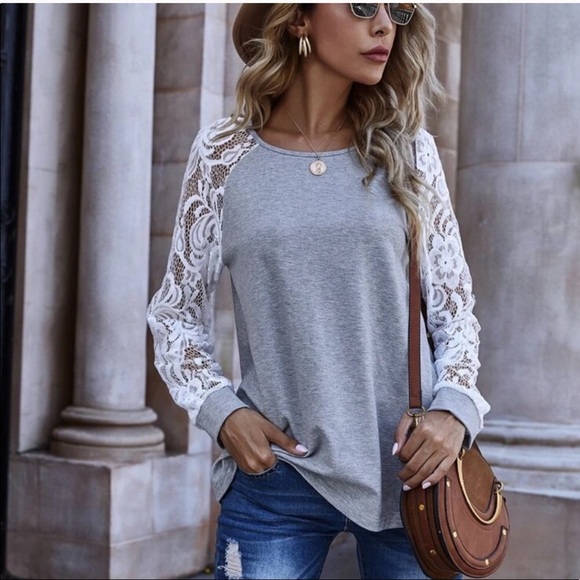 Boho Gypsy Lace Long Sleeve Top - Picture 1 of 6
